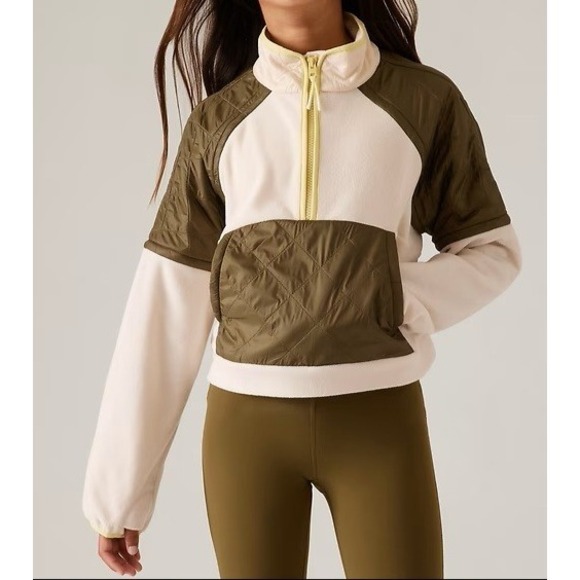 Athleta Other - Athleta Girl Transition Half Zip Fleece Pullover Quilted Sweater Jacket M 8-10